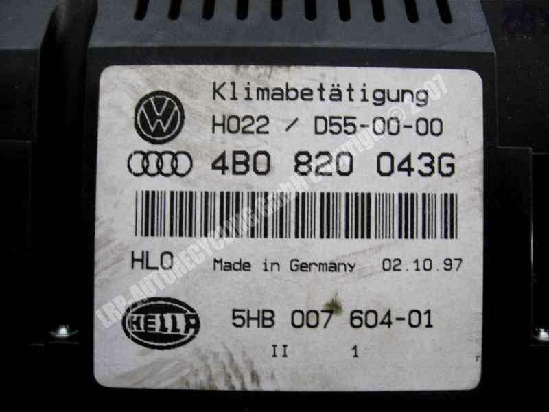 Heizungsregulierung 4B0820043G Audi A6/S6 (4b,Bis 05/01) BJ: 1997